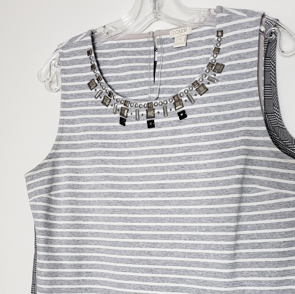 NEW J. Crew Stripes Top Jewel Neckline Sleeveless Casual Preppy Summer Vacation - Picture 3 of 11